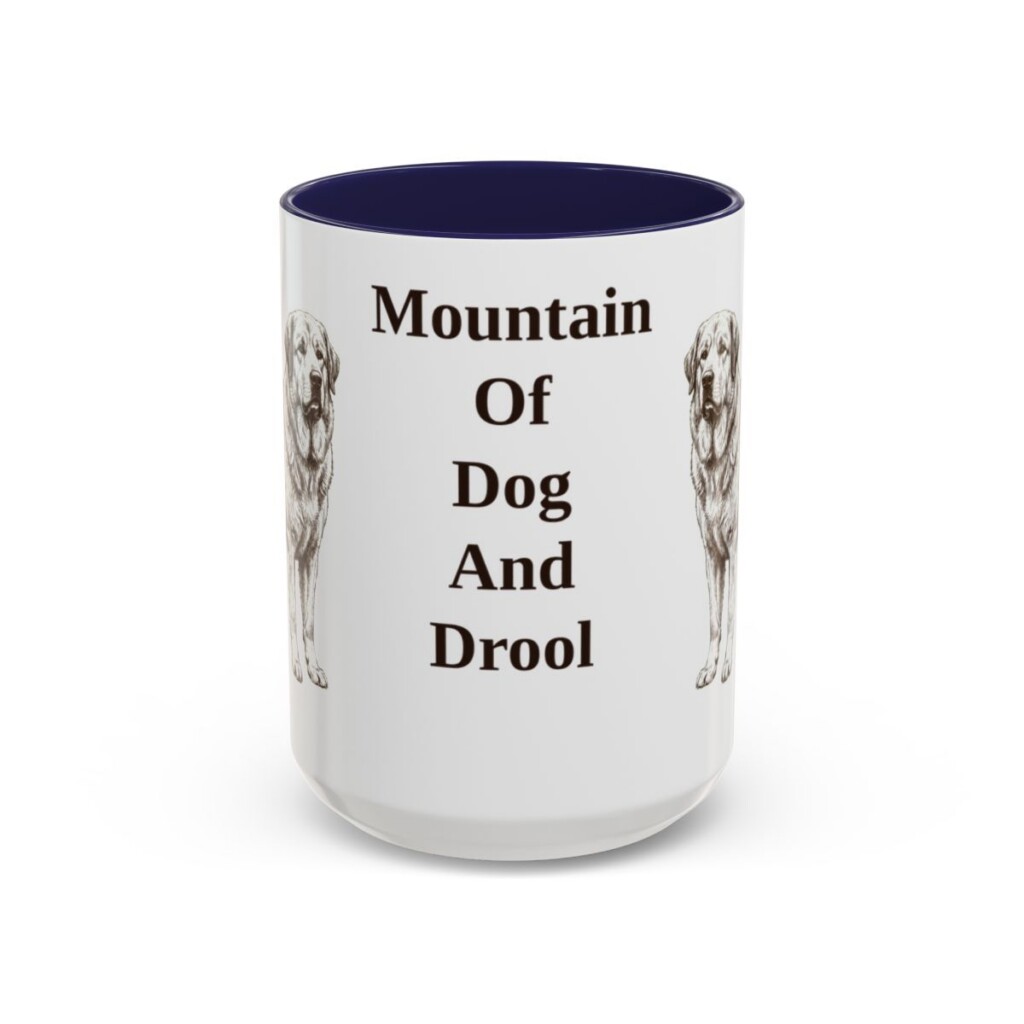 15oz Funny Pyrenean Mastiff Mug, Navy, front view