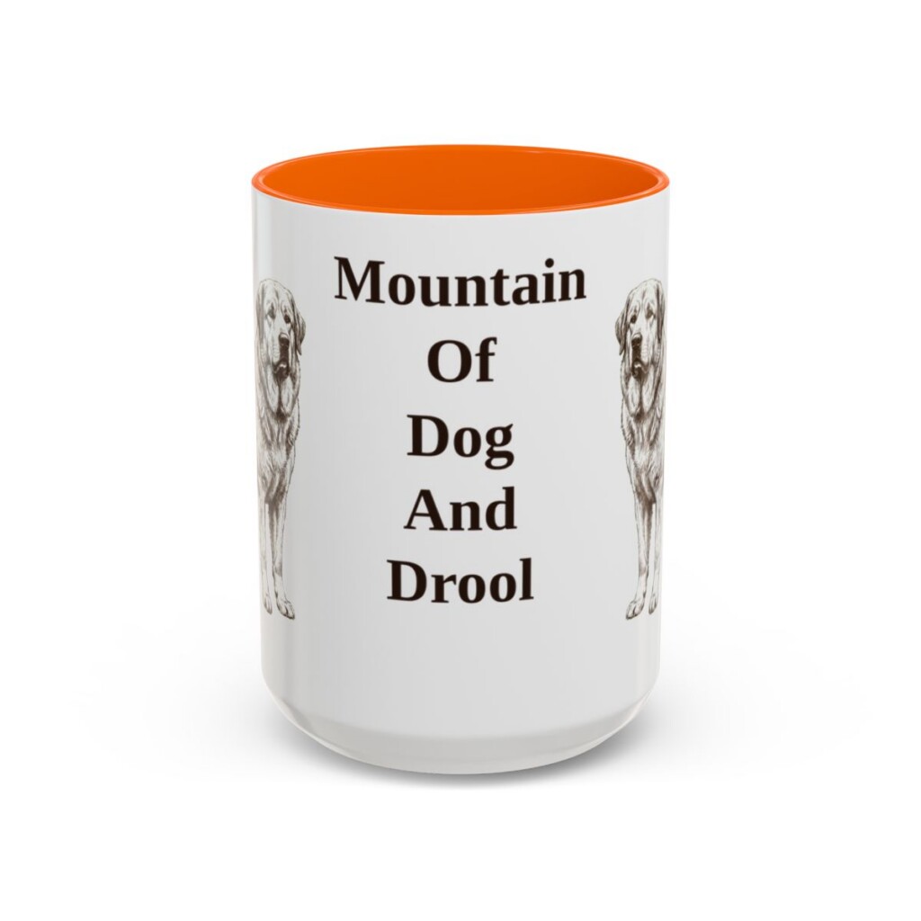 15oz Funny Pyrenean Mastiff Mug, Orange, front view