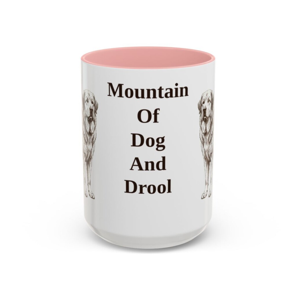 15oz Funny Pyrenean Mastiff Mug, Pink, front view