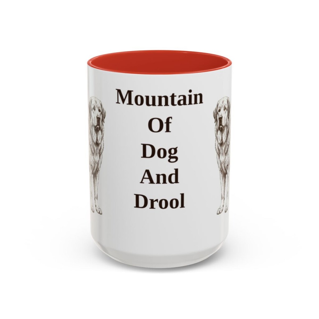 15oz Funny Pyrenean Mastiff Mug, Red, front view