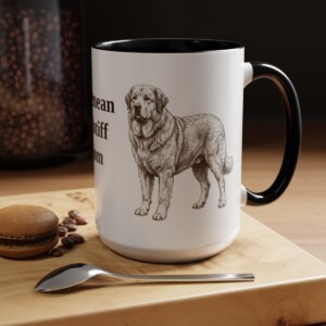 15oz Pyrenean Mastiff Dog Mom Mug, Black, lifestyle photo