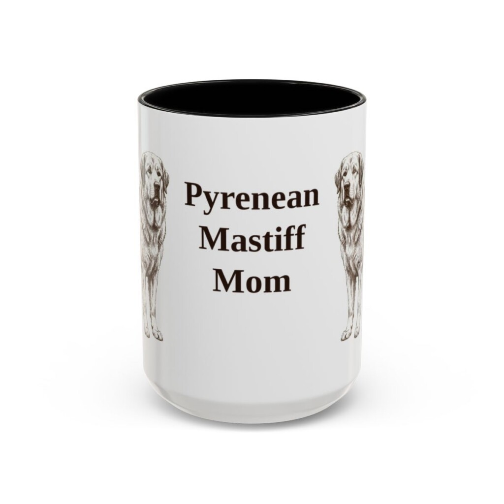 15oz Pyrenean Mastiff Dog Mom Mug, Black, front view