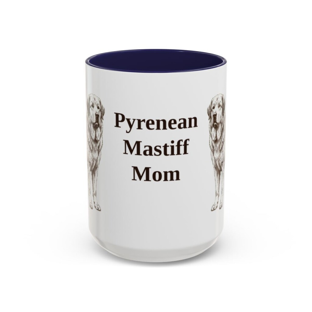 15oz Pyrenean Mastiff Dog Mom Mug, Navy, front view