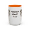15oz Pyrenean Mastiff Dog Mom Mug, Orange, front view