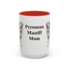 15oz Pyrenean Mastiff Dog Mom Mug, Red, front view