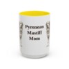 15oz Pyrenean Mastiff Dog Mom Mug, Yellow, front view