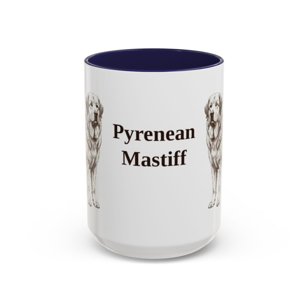 15oz Pyrenean Mastiff Mug, Navy, front view