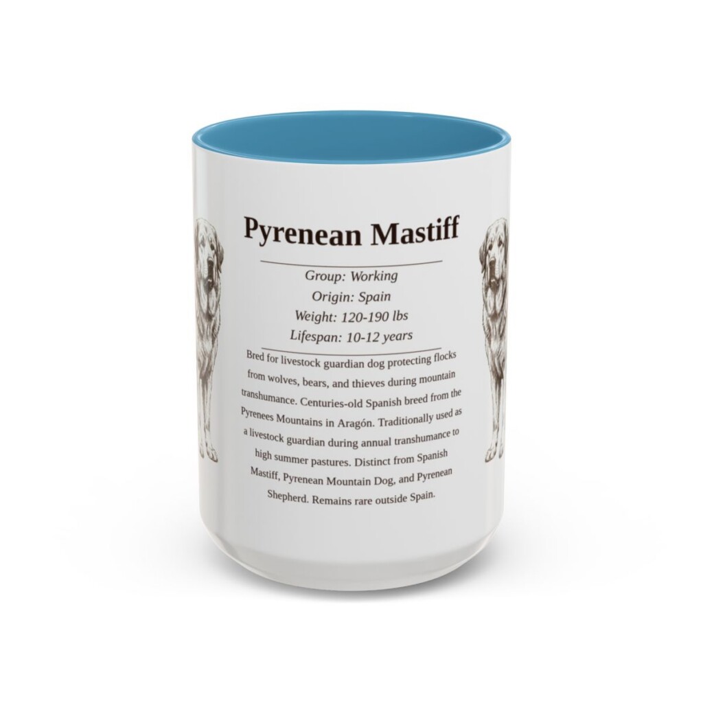 15oz-pyrenean-mastiff-mug-writeup-light-blue 15oz Pyrenean Mastiff Mug, Light Blue, front view
