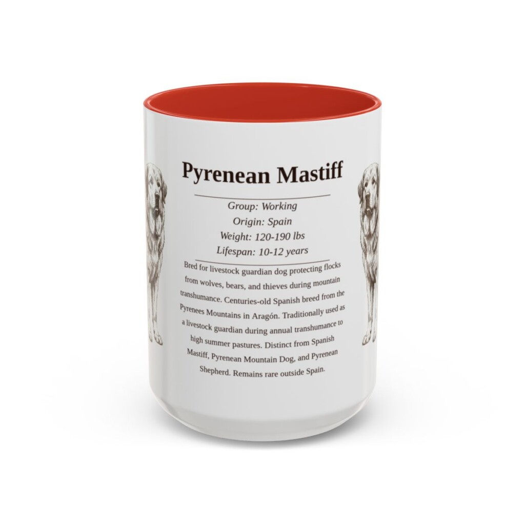 15oz-pyrenean-mastiff-mug-writeup-red 15oz Pyrenean Mastiff Mug, Red, front view