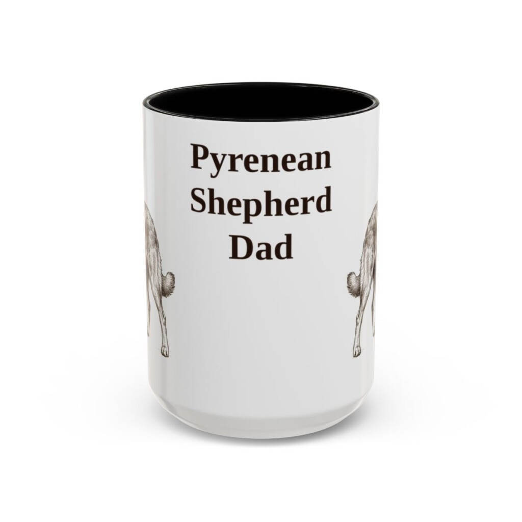15oz Pyrenean Shepherd Dog Dad Mug, Black, front view