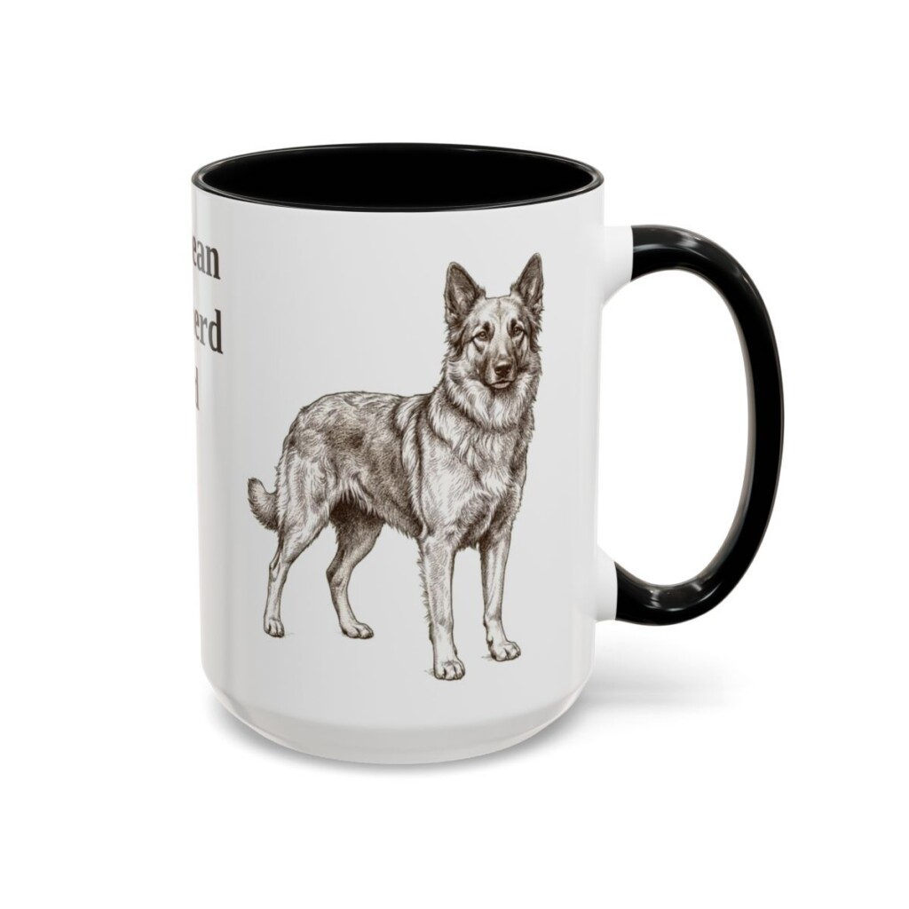 15oz Pyrenean Shepherd Dog Dad Mug, Black, right side view