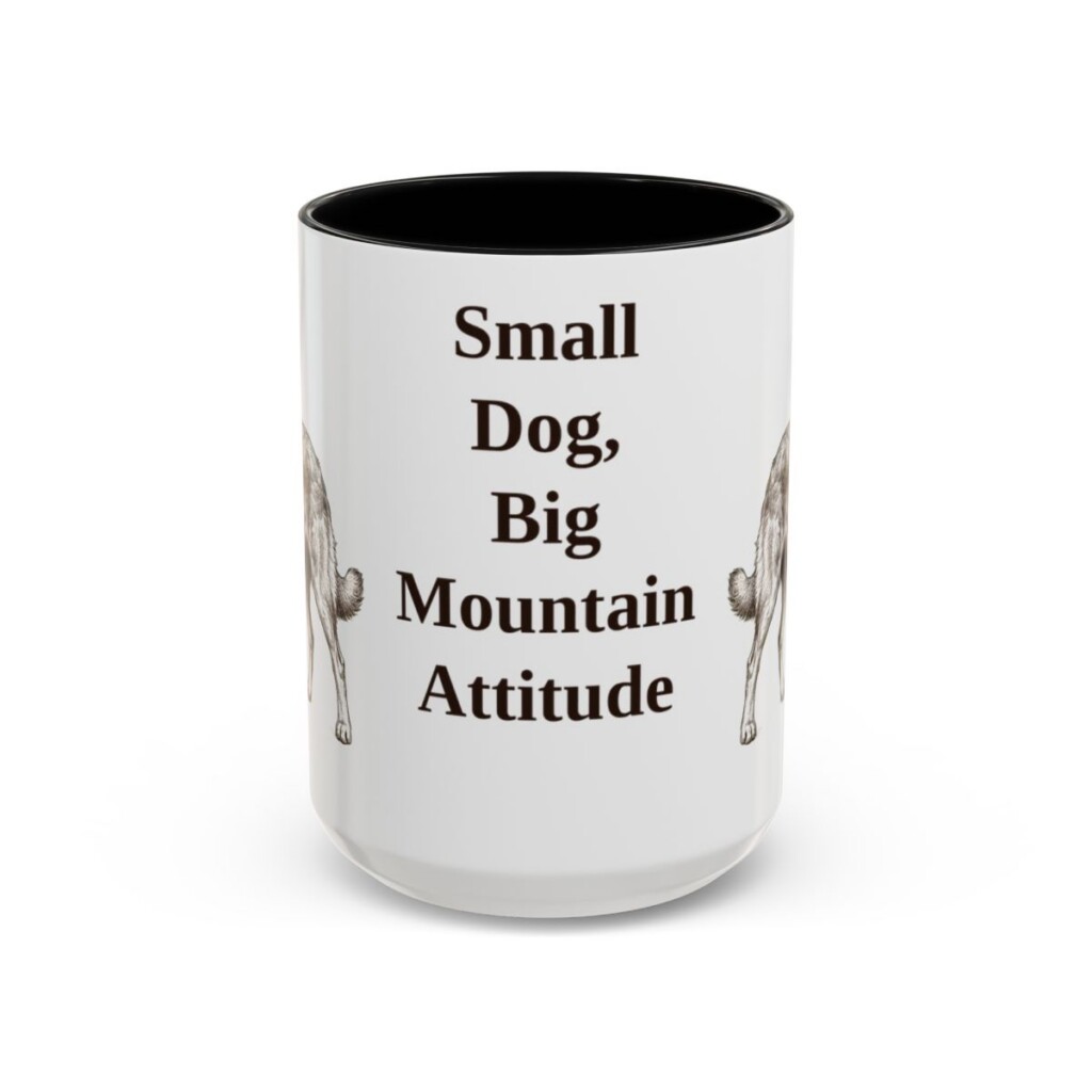 15oz Funny Pyrenean Shepherd Mug, Black, front view