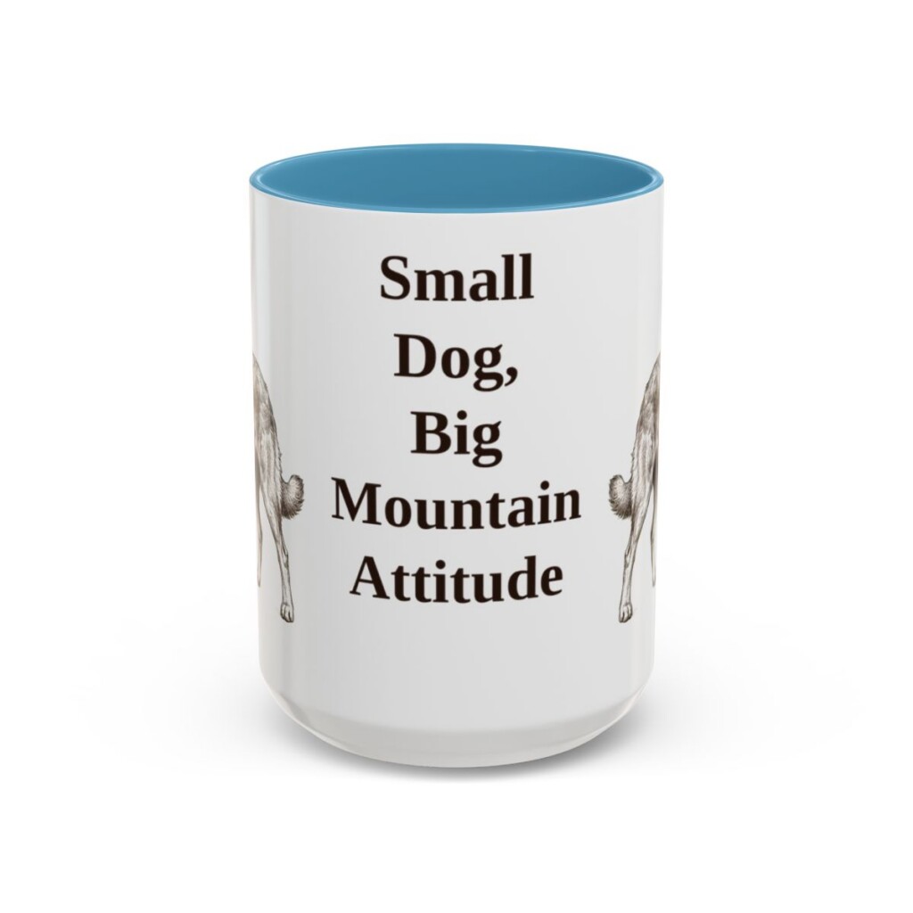 15oz Funny Pyrenean Shepherd Mug, Light Blue, front view