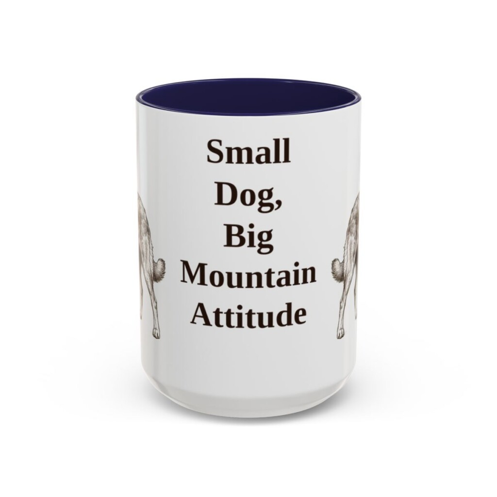 15oz Funny Pyrenean Shepherd Mug, Navy, front view