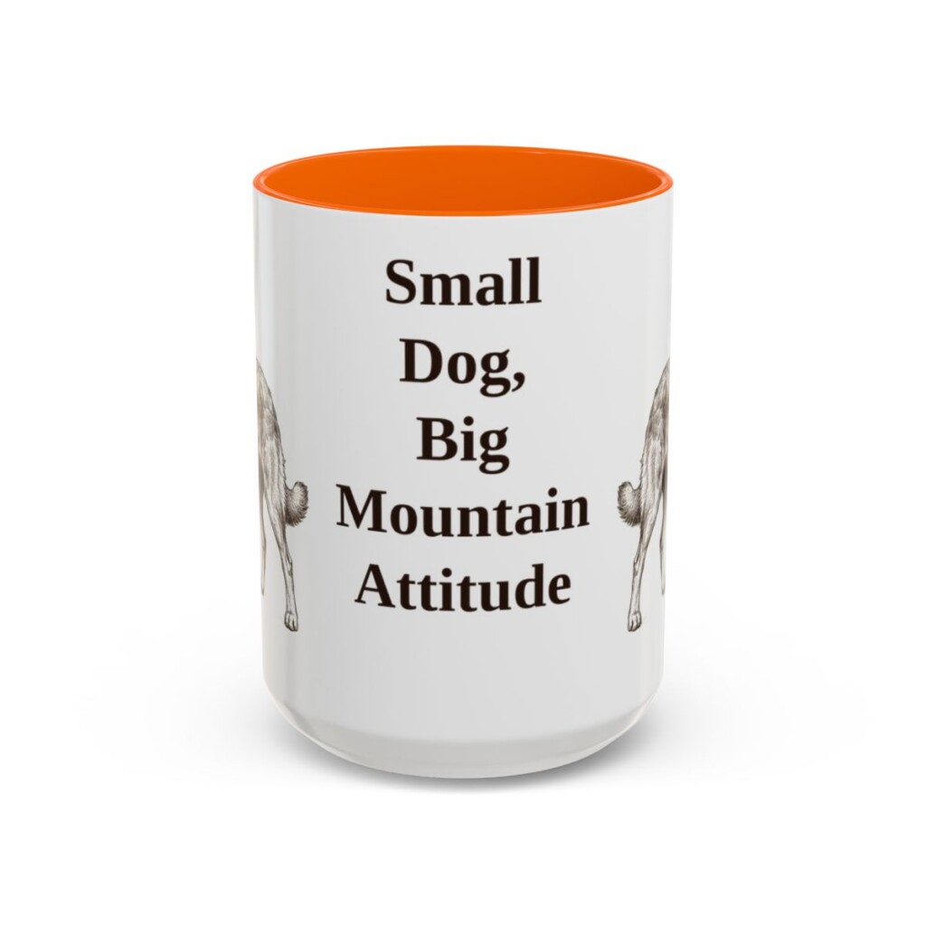 15oz Funny Pyrenean Shepherd Mug, Orange, front view