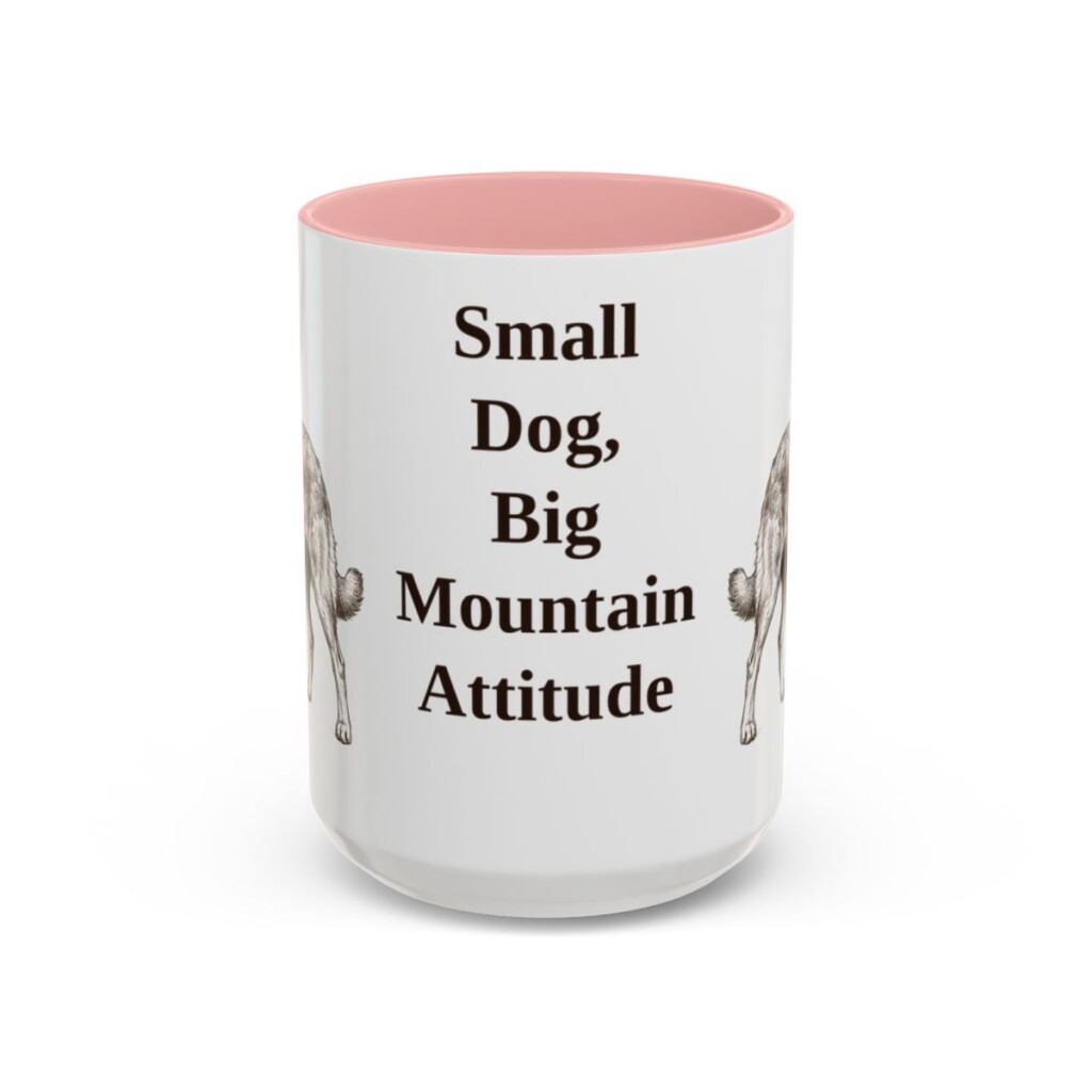 15oz Funny Pyrenean Shepherd Mug, Pink, front view