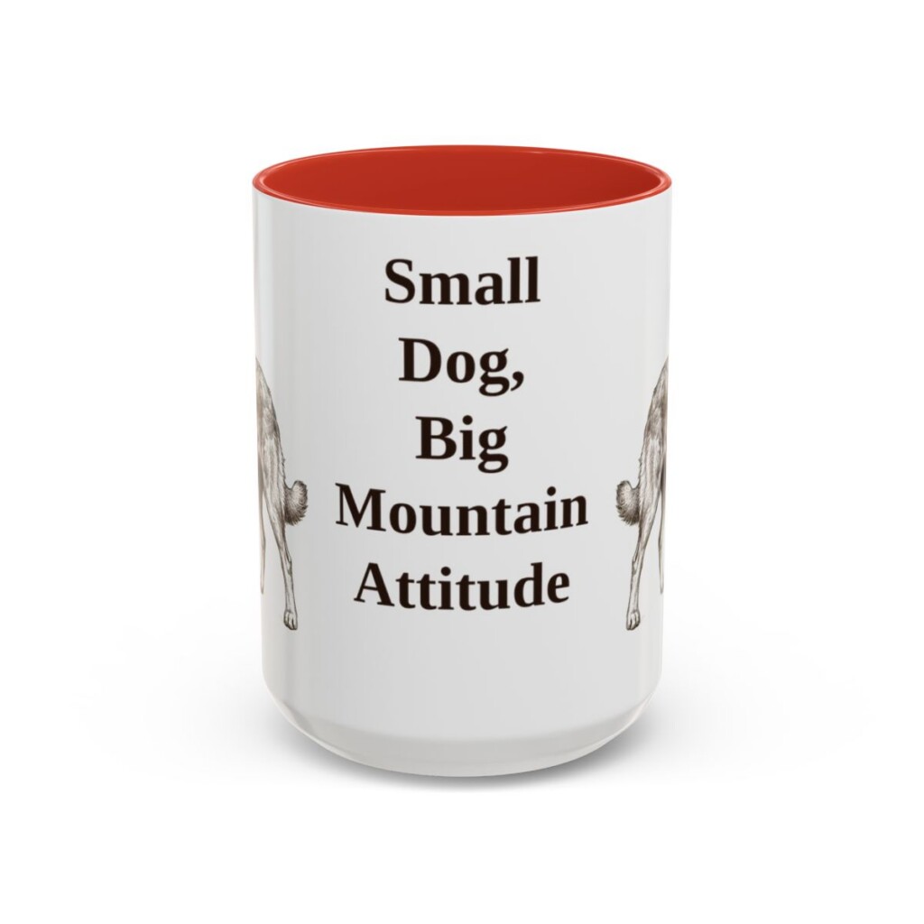 15oz Funny Pyrenean Shepherd Mug, Red, front view
