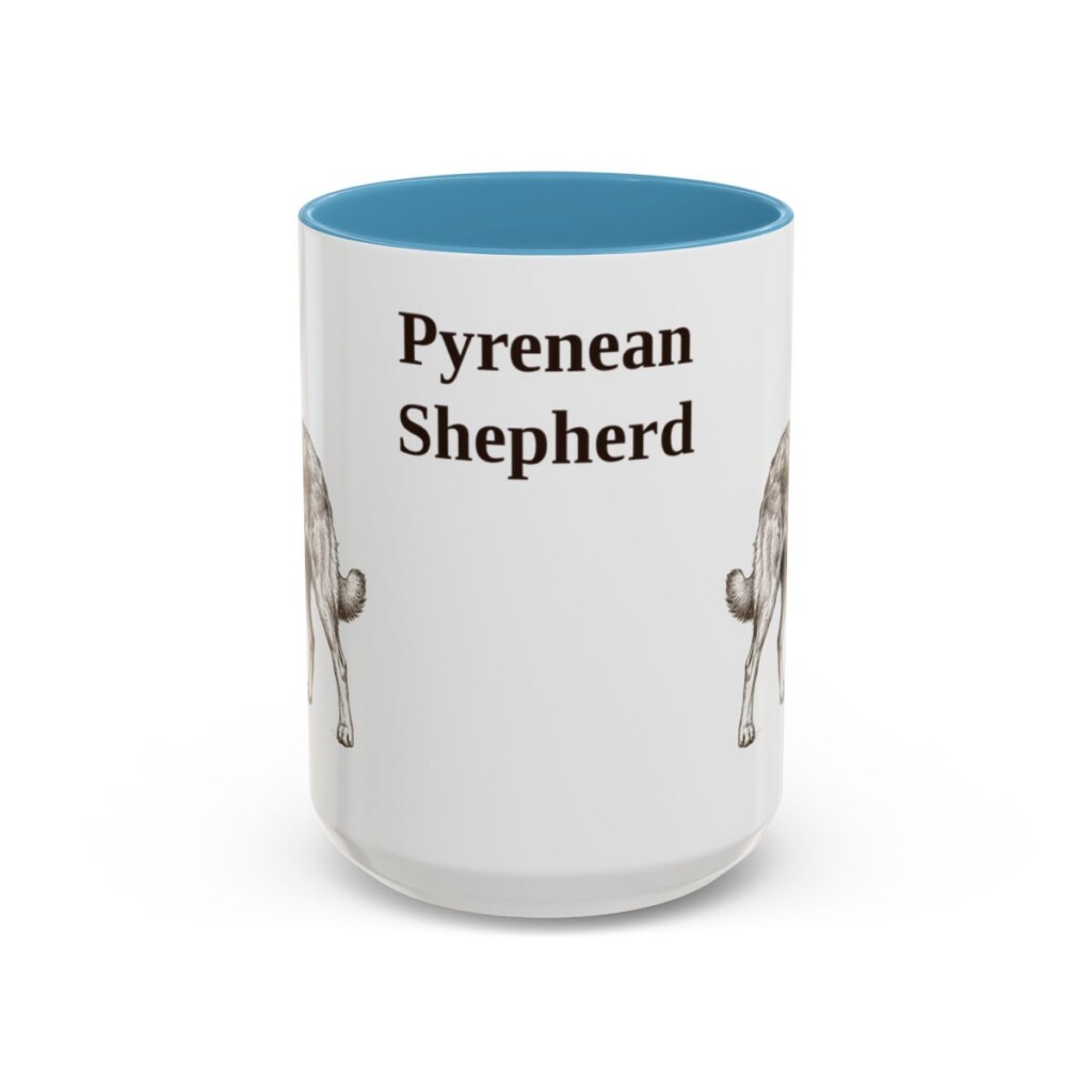 15oz Pyrenean Shepherd Mug, Light Blue, front view