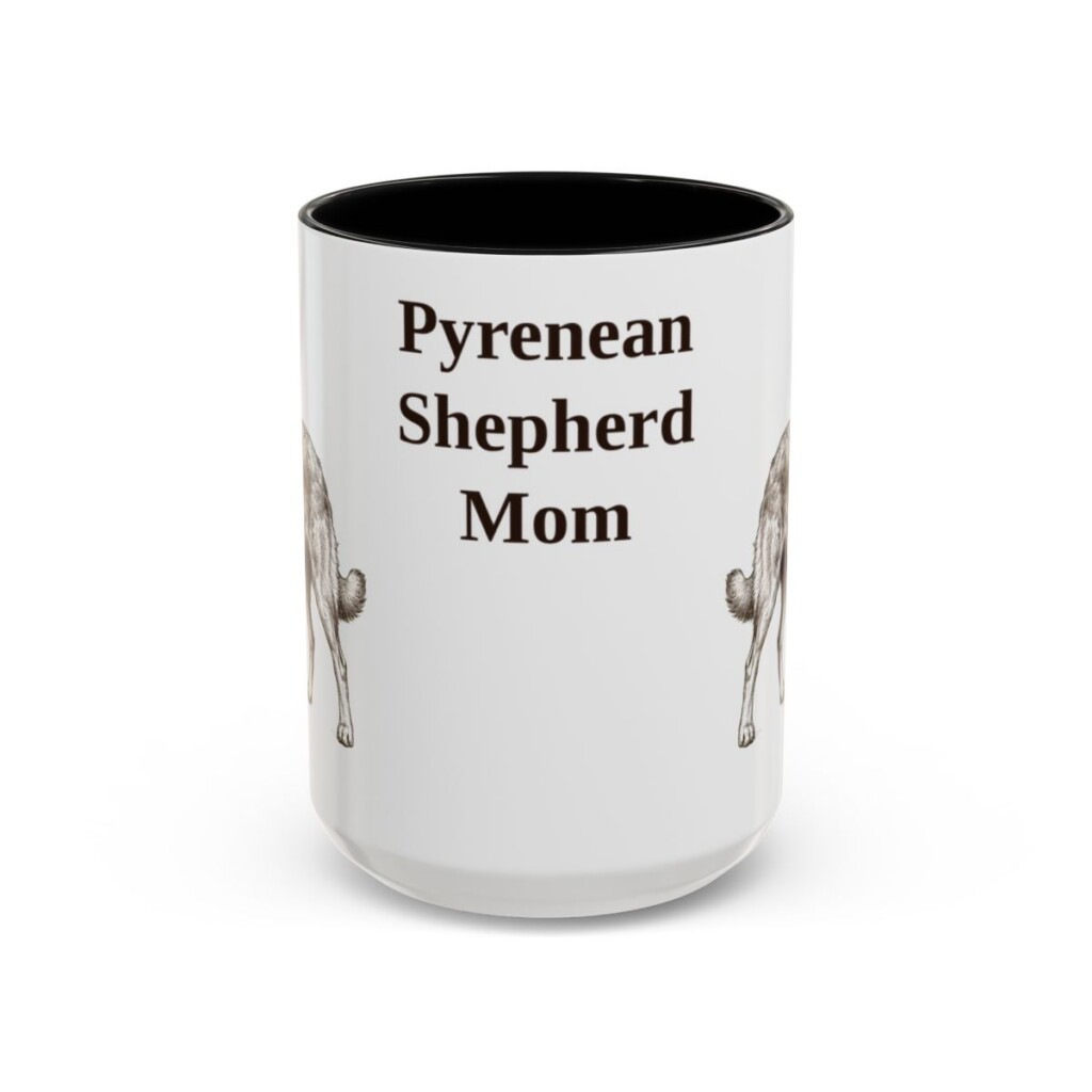 15oz Pyrenean Shepherd Dog Mom Mug, Black, front view