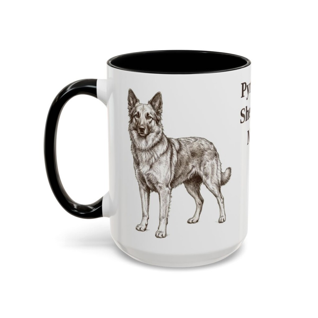 15oz Pyrenean Shepherd Dog Mom Mug, Black, left side view