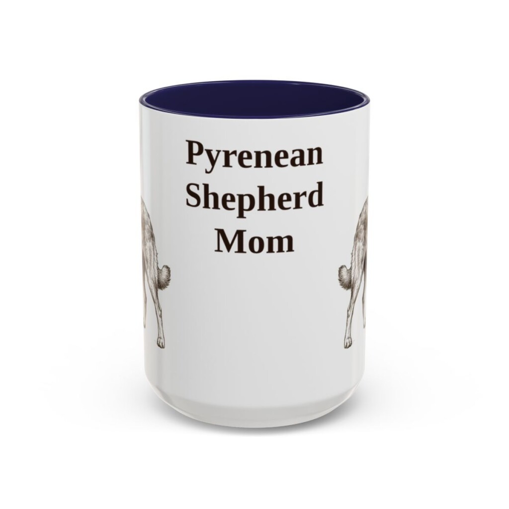 15oz Pyrenean Shepherd Dog Mom Mug, Navy, front view