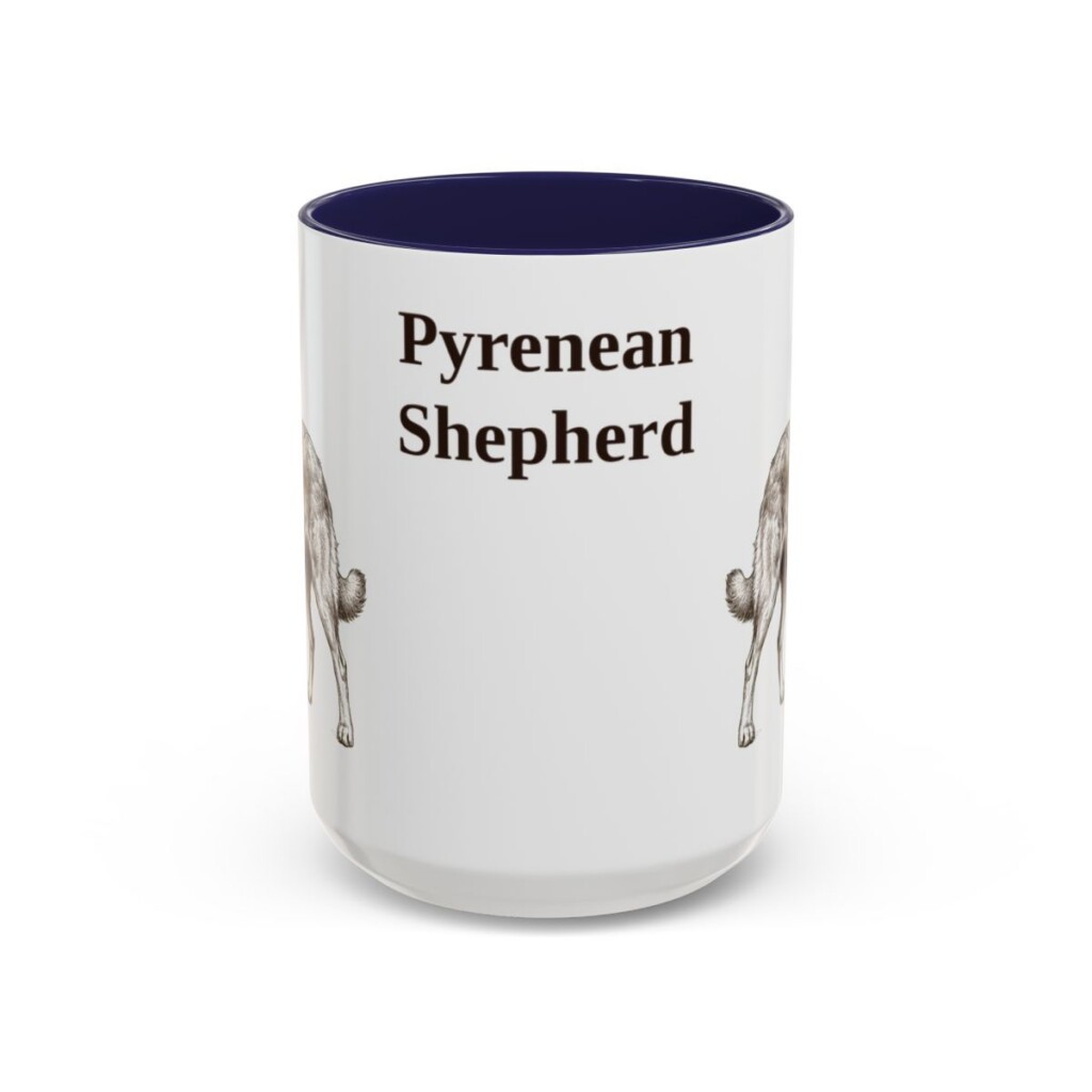 15oz Pyrenean Shepherd Mug, Navy, front view