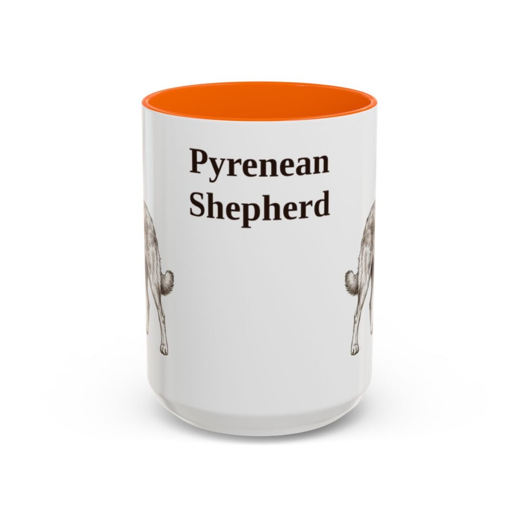 15oz Pyrenean Shepherd Mug, Orange, front view