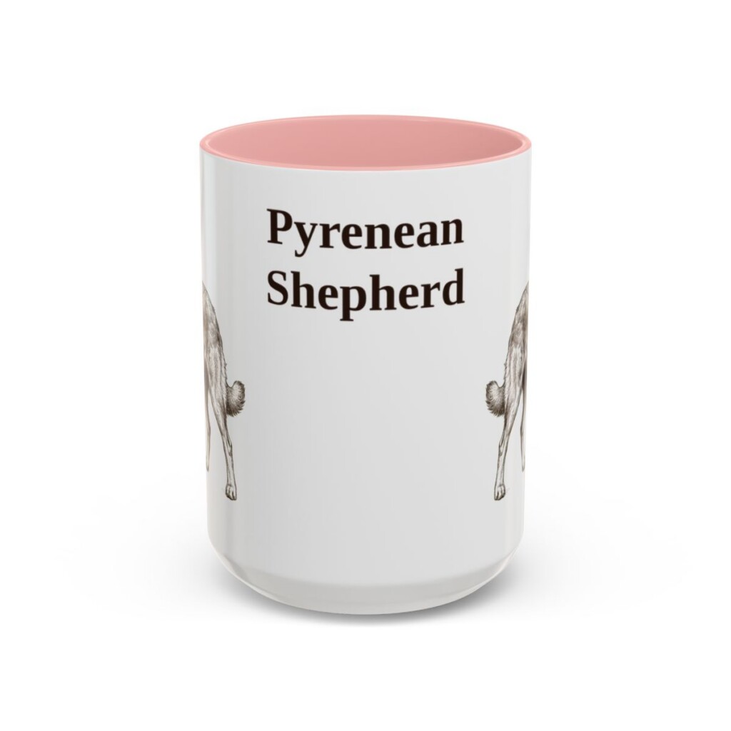 15oz Pyrenean Shepherd Mug, Pink, front view