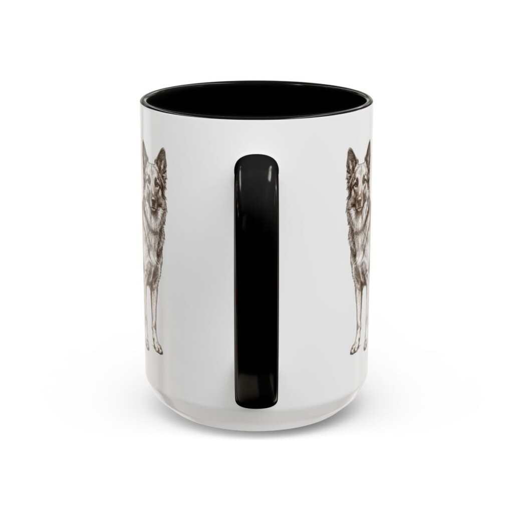15oz Pyrenean Shepherd Mug, Black, back view