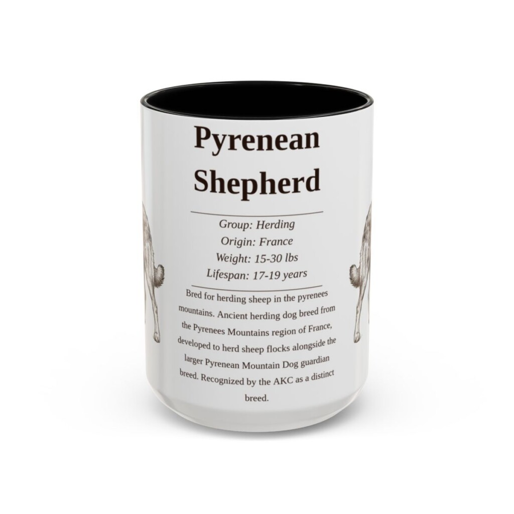 15oz Pyrenean Shepherd Mug, Black, front view