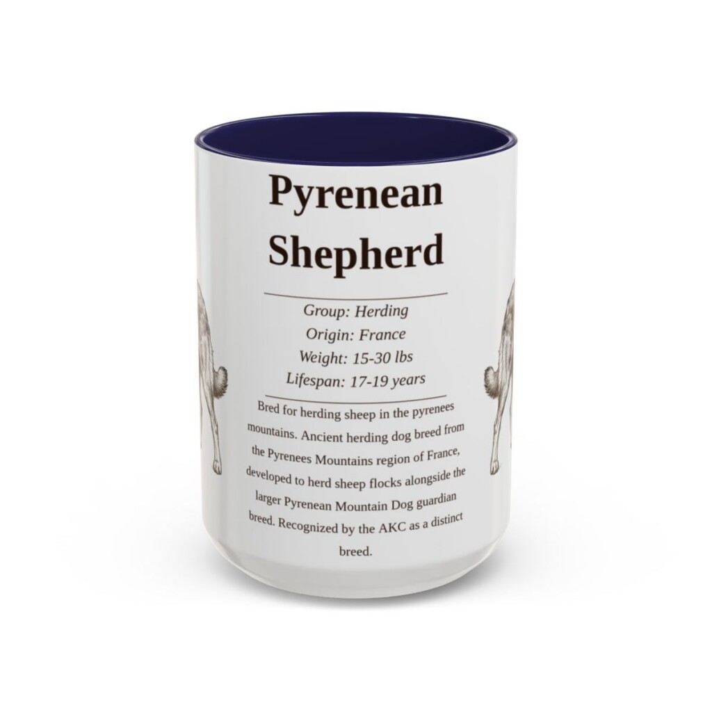 15oz Pyrenean Shepherd Mug, Navy, front view
