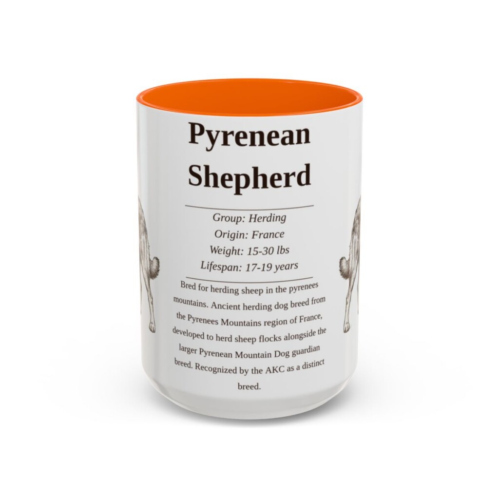 15oz Pyrenean Shepherd Mug, Orange, front view