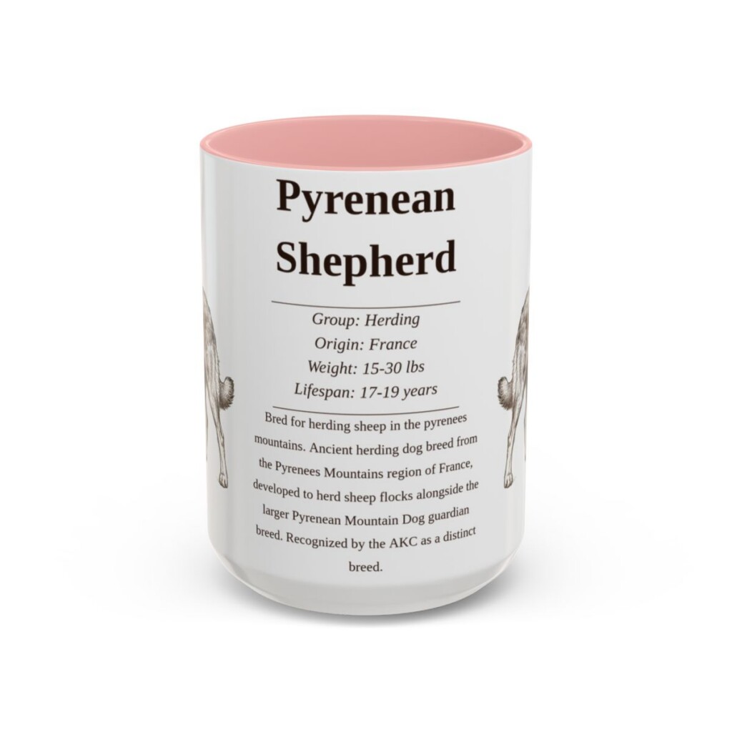 15oz Pyrenean Shepherd Mug, Pink, front view