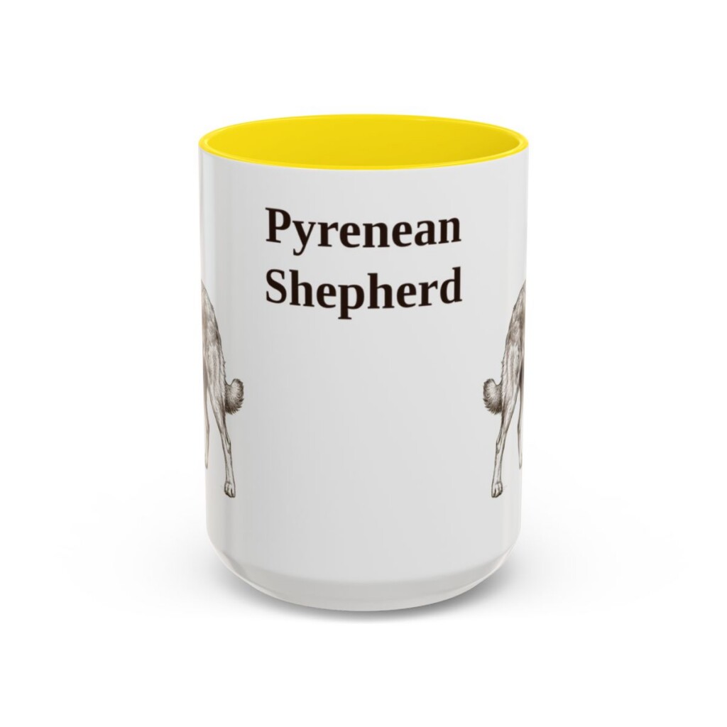 15oz Pyrenean Shepherd Mug, Yellow, front view