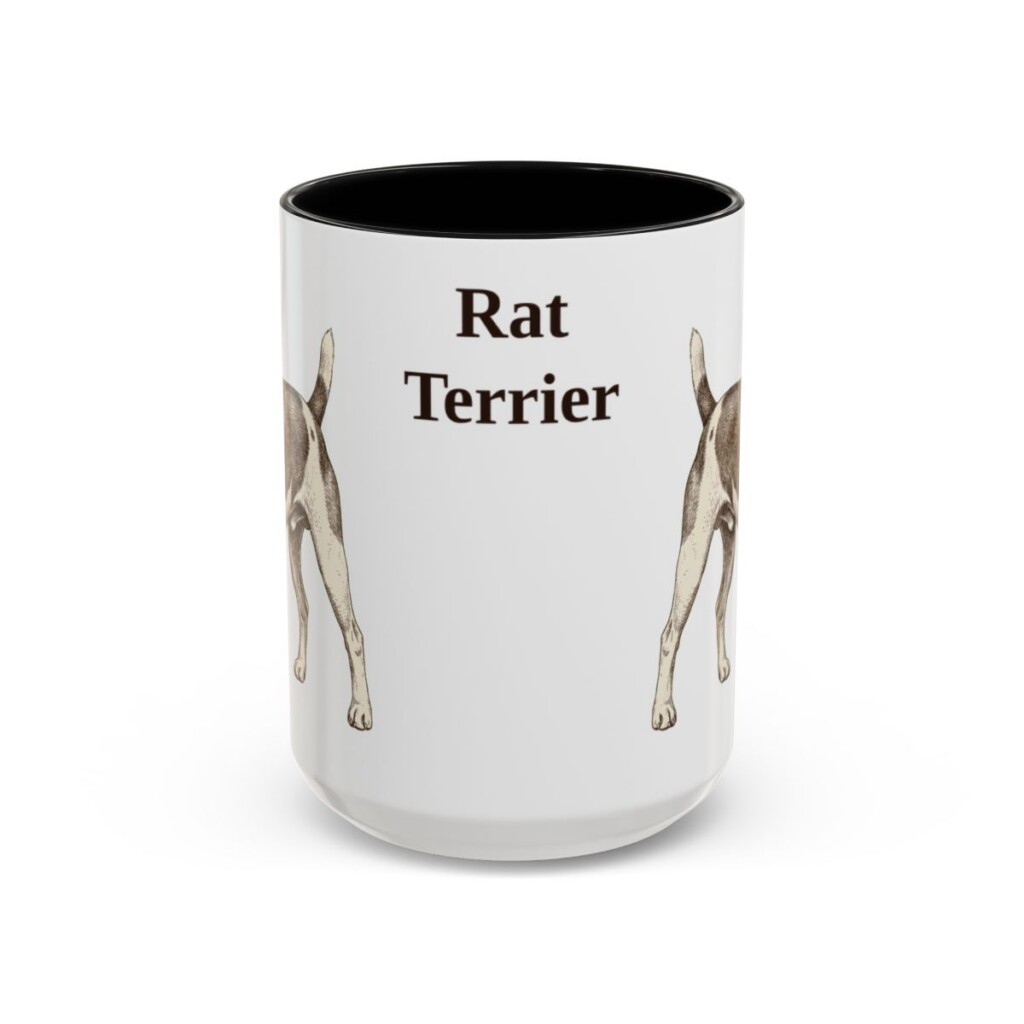 15oz Rat Terrier Mug, Black, front view