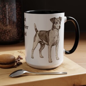 15oz-rat-terrier-mug-dad-black 15oz Rat Terrier Dog Dad Mug, Black, lifestyle photo
