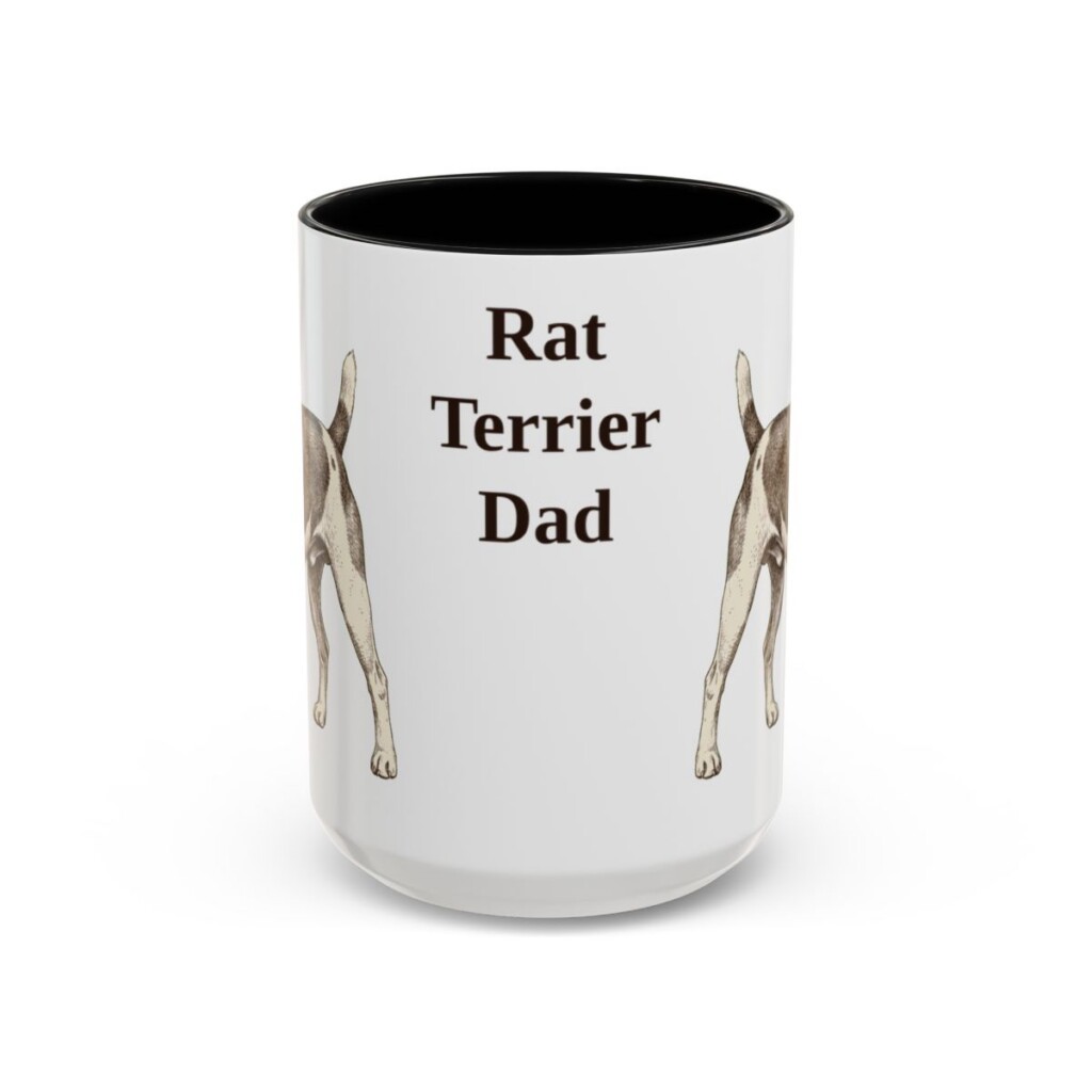 15oz Rat Terrier Dog Dad Mug, Black, front view