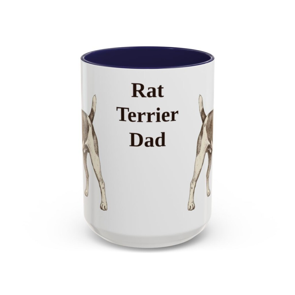15oz Rat Terrier Dog Dad Mug, Navy, front view