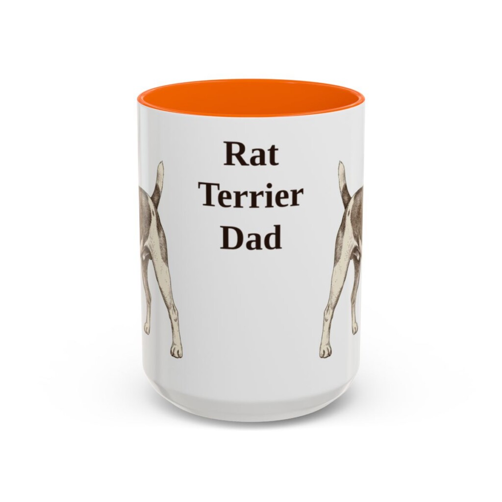 15oz Rat Terrier Dog Dad Mug, Orange, front view