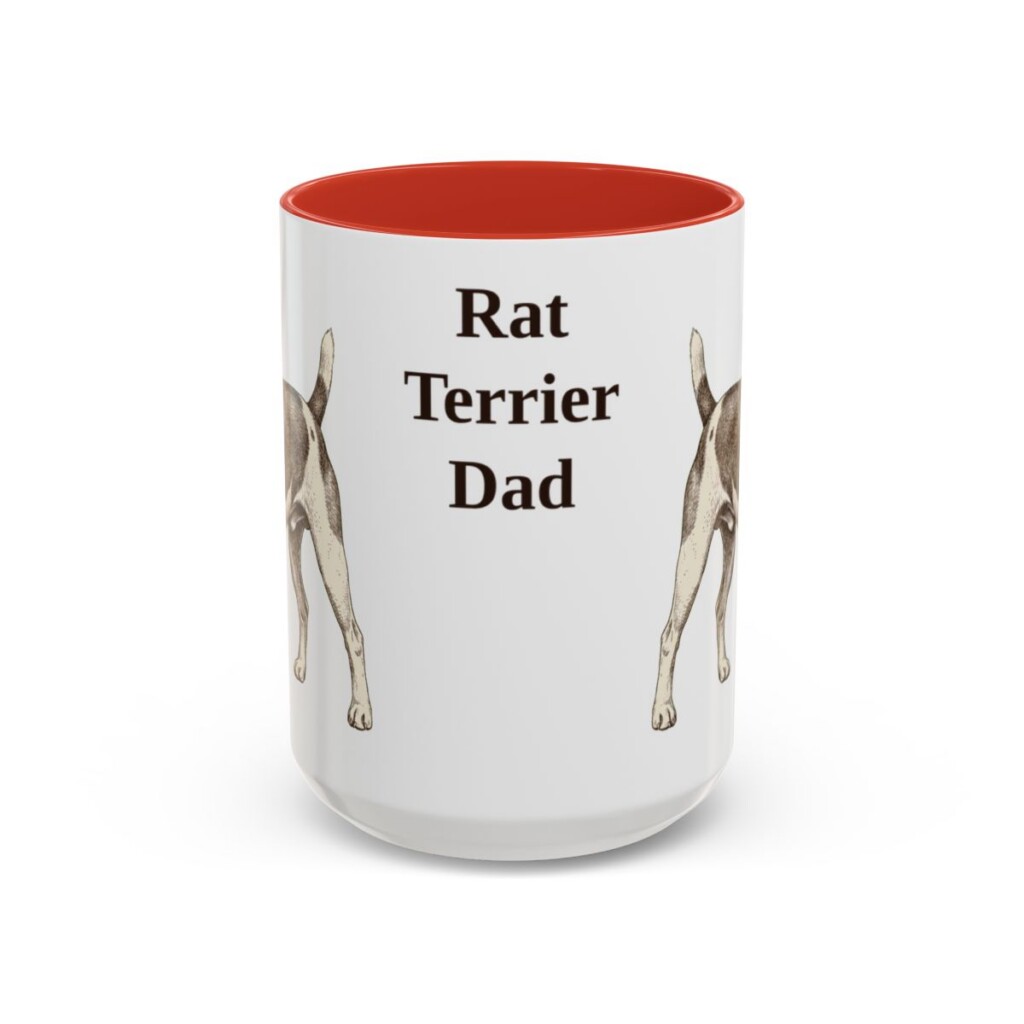 15oz Rat Terrier Dog Dad Mug, Red, front view