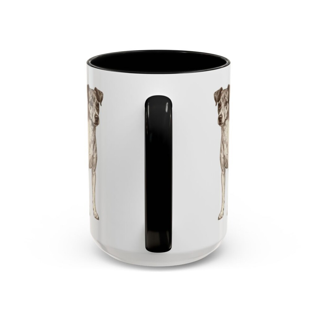 15oz Funny Rat Terrier Mug, Black, back view