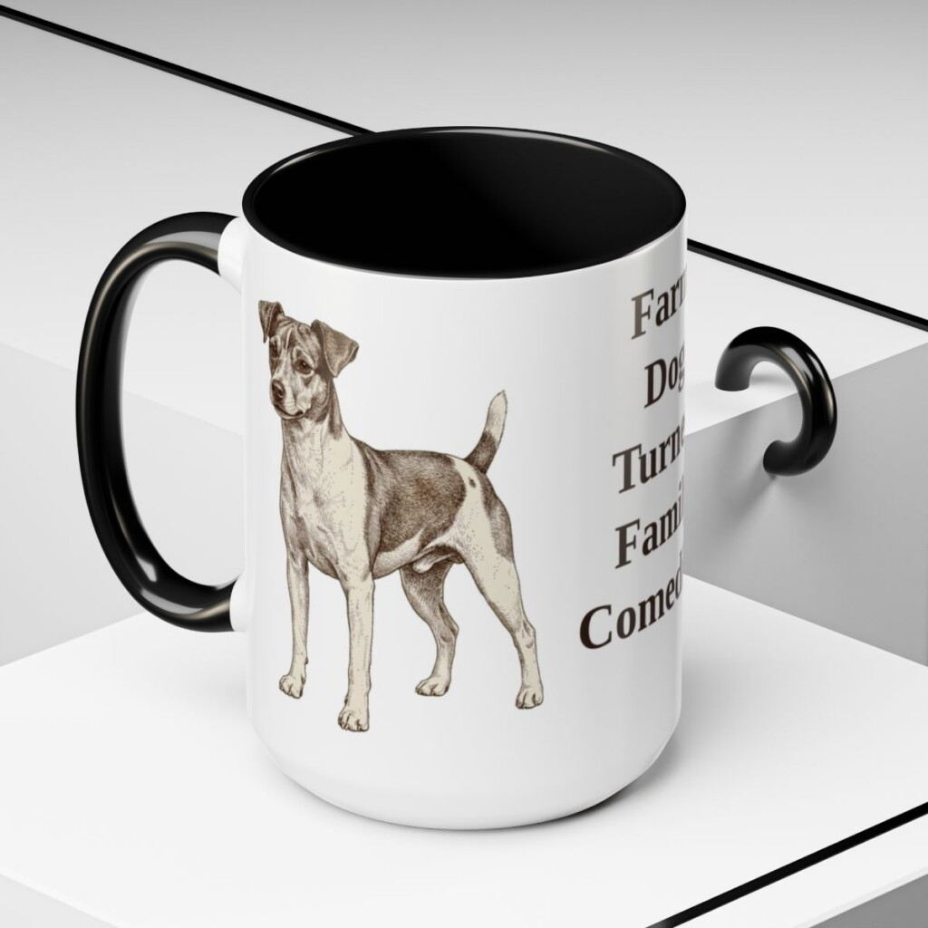 15oz Funny Rat Terrier Mug, Black, lifestyle photo