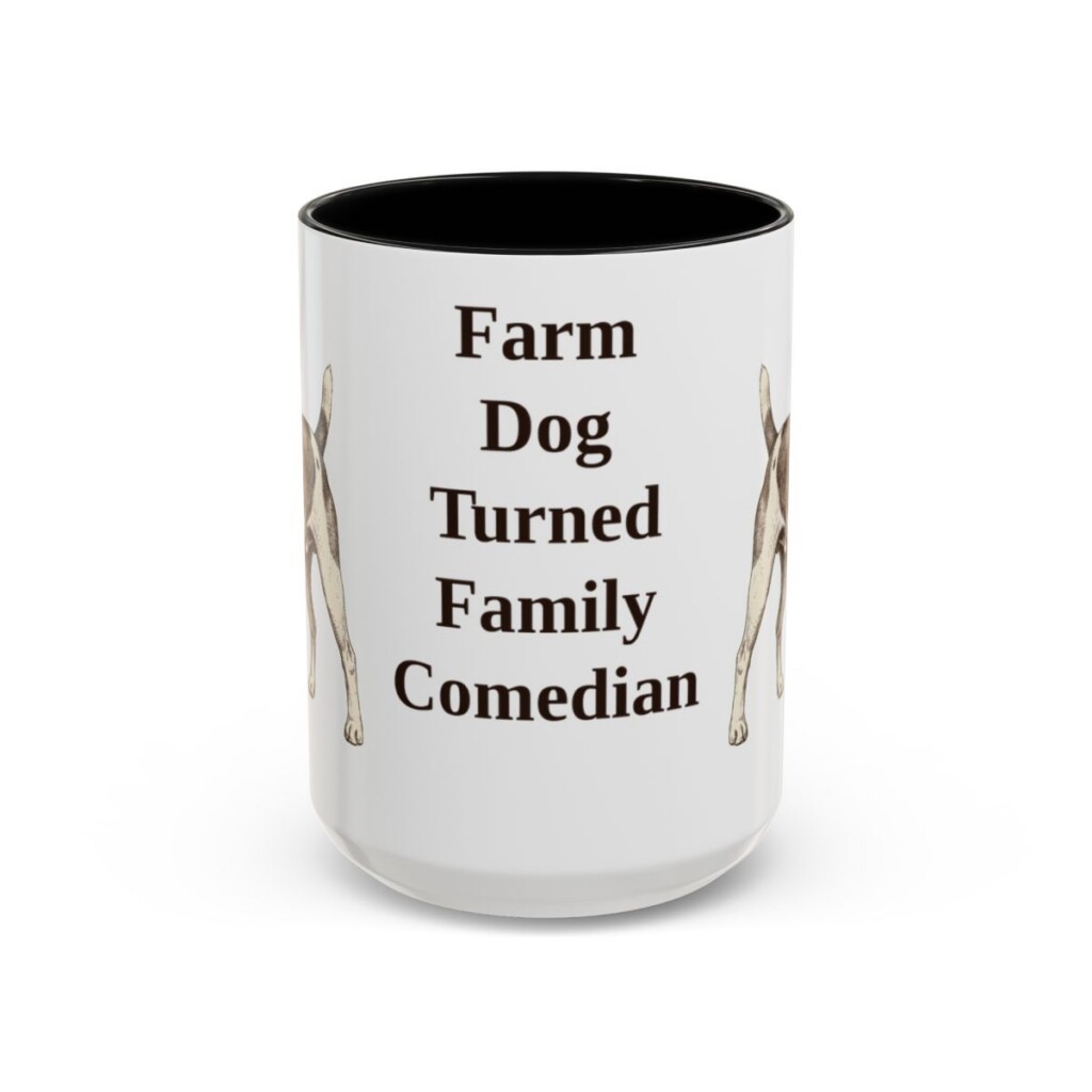 15oz Funny Rat Terrier Mug, Black, front view