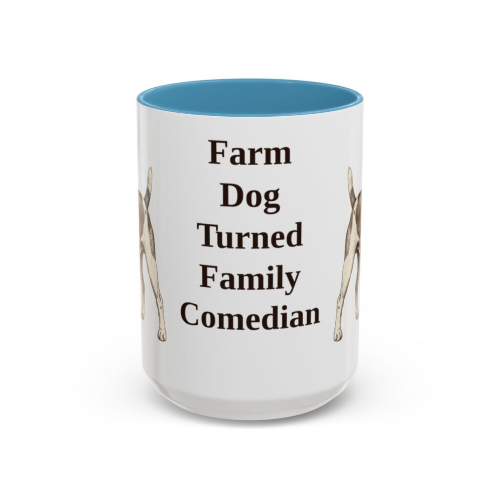 15oz Funny Rat Terrier Mug, Light Blue, front view