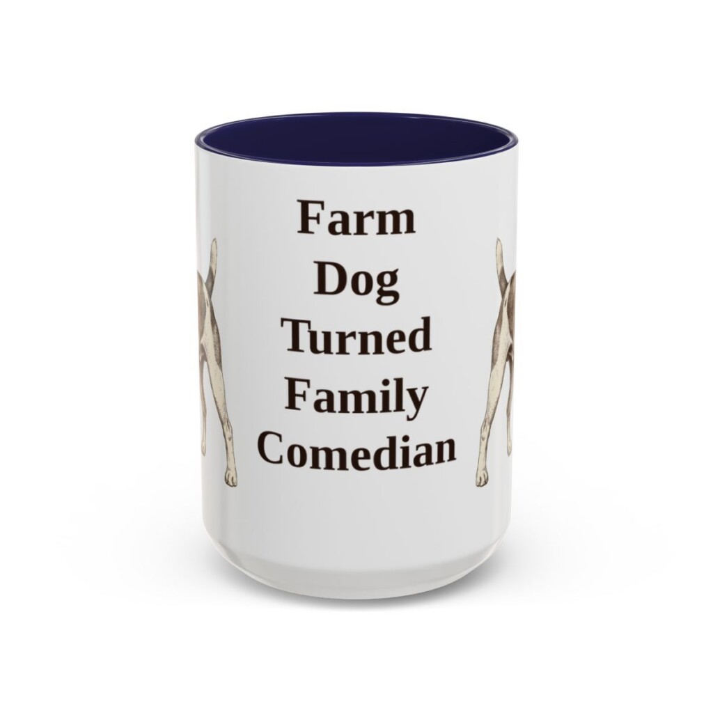 15oz Funny Rat Terrier Mug, Navy, front view