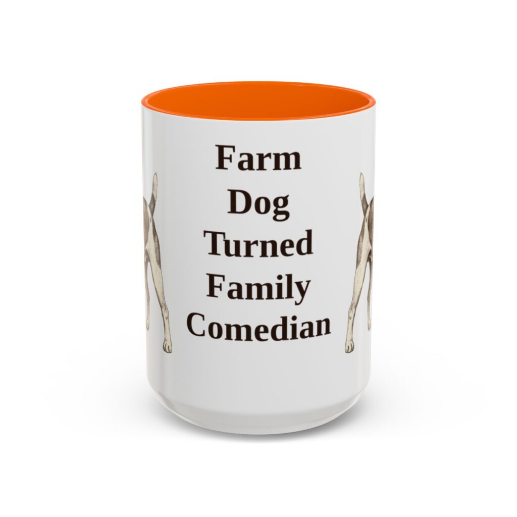 15oz Funny Rat Terrier Mug, Orange, front view