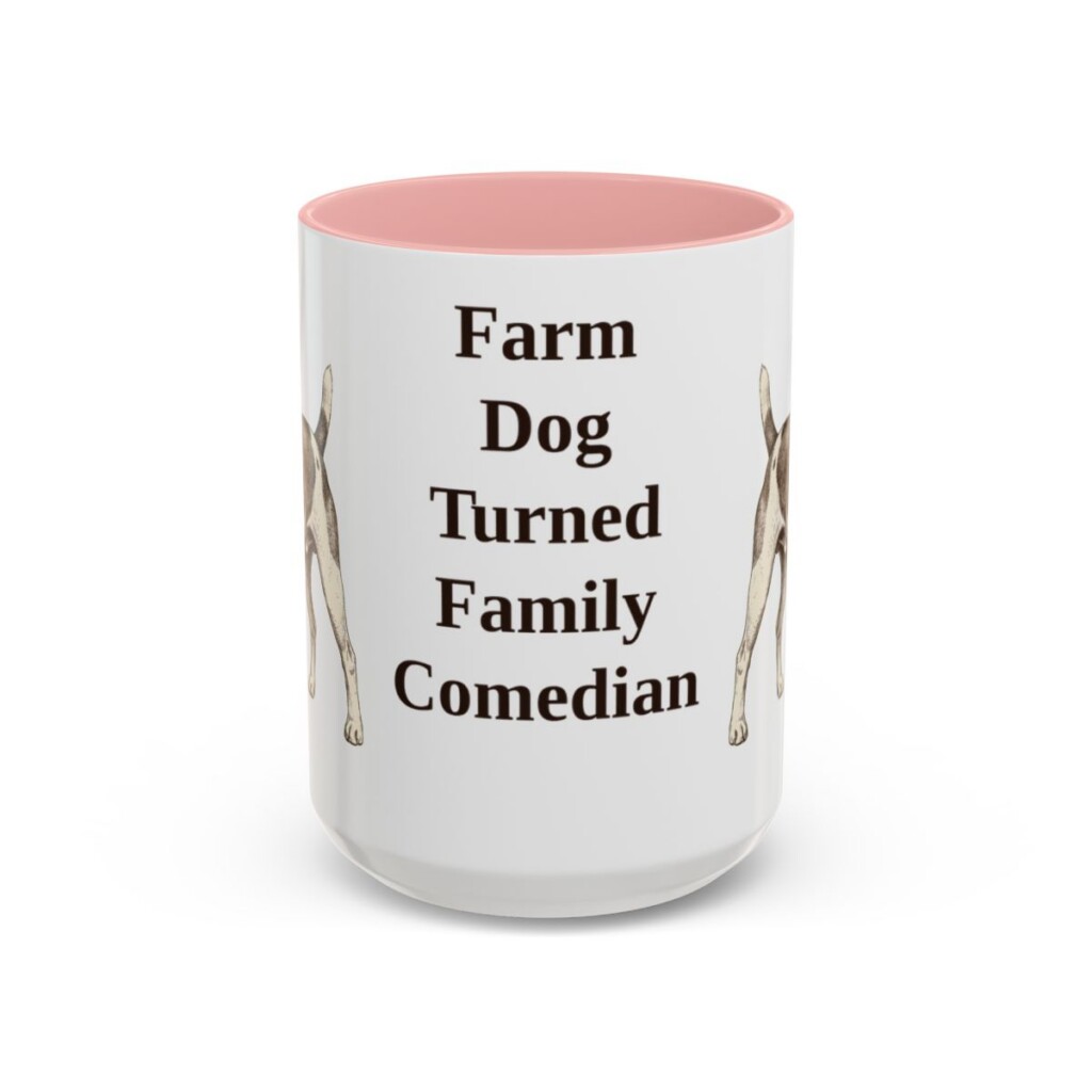15oz Funny Rat Terrier Mug, Pink, front view