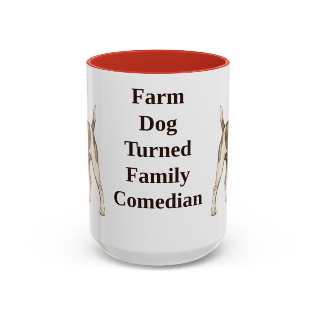 15oz Funny Rat Terrier Mug, Red, front view