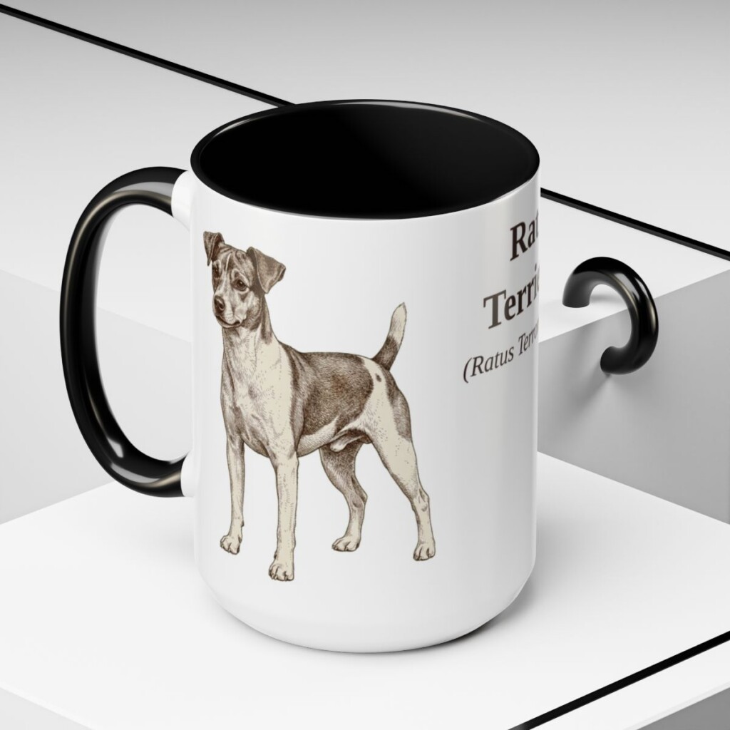 15oz-rat-terrier-mug-latin-black-context-2 15oz Rat Terrier Latin Mug, Black, lifestyle photo