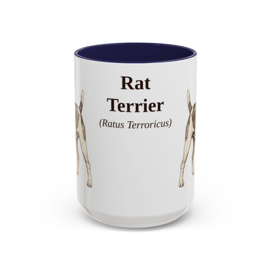 15oz-rat-terrier-mug-latin-navy 15oz Rat Terrier Latin Mug, Navy, front view